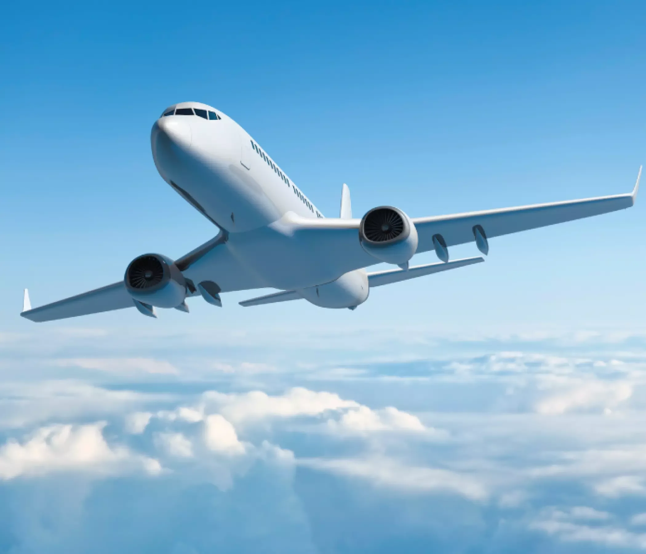 Photo of a commercial plane in the sky, representing the use of Petrobras Aviation Kerosene.