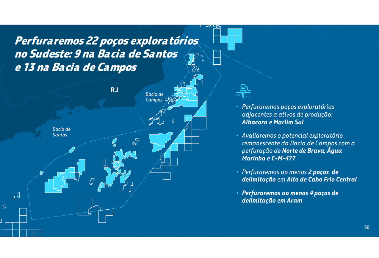 Mapa do litoral do sudeste brasileiro, com destaque para a área onde fica a Bacia de Campos.